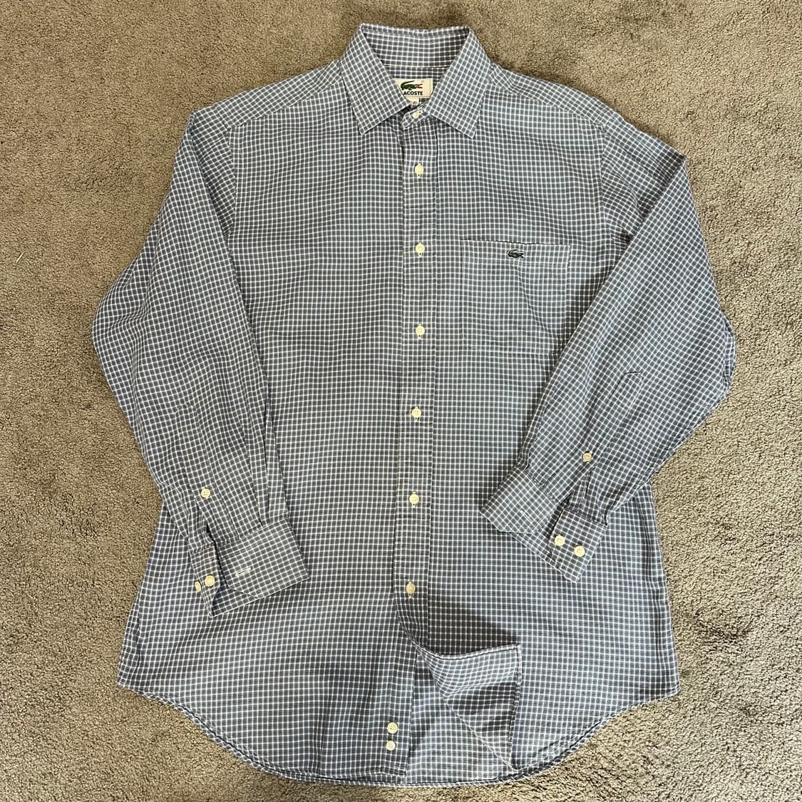 라코스테 깅엄 체크 긴팔 셔츠M-L 상품이미지1