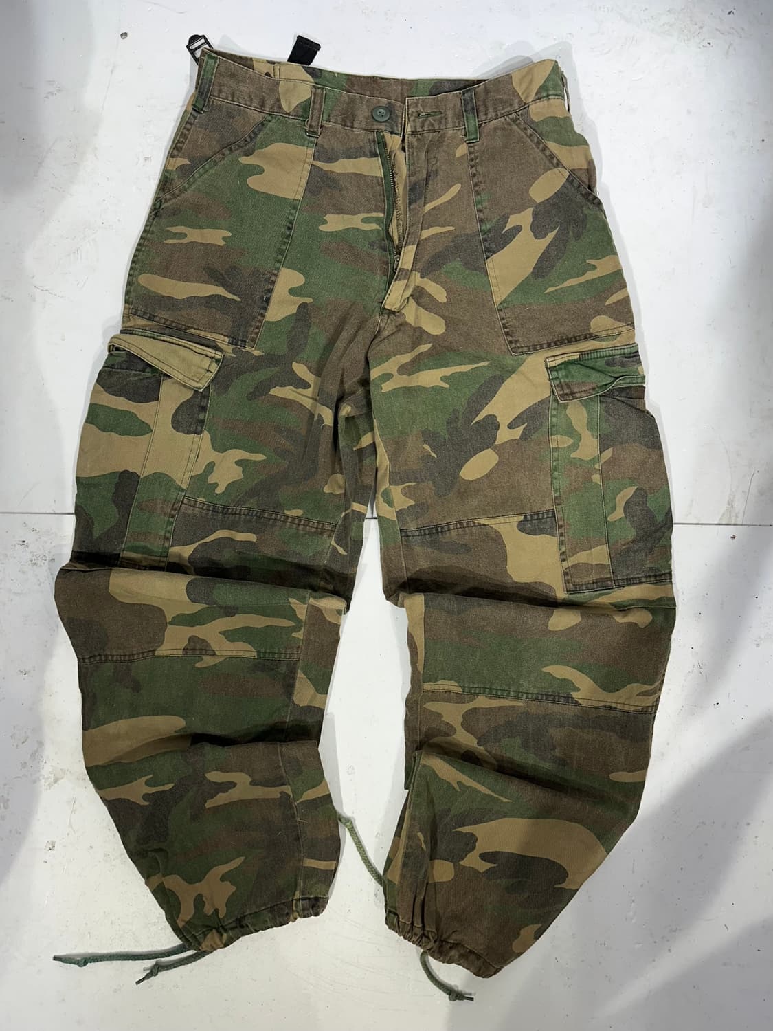 일본 빈티지 베이지 카모 와이드 카고 팬츠 M 상품이미지4
