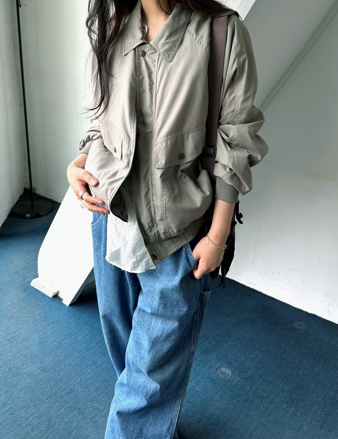 High count poly design blouson 상품이미지4