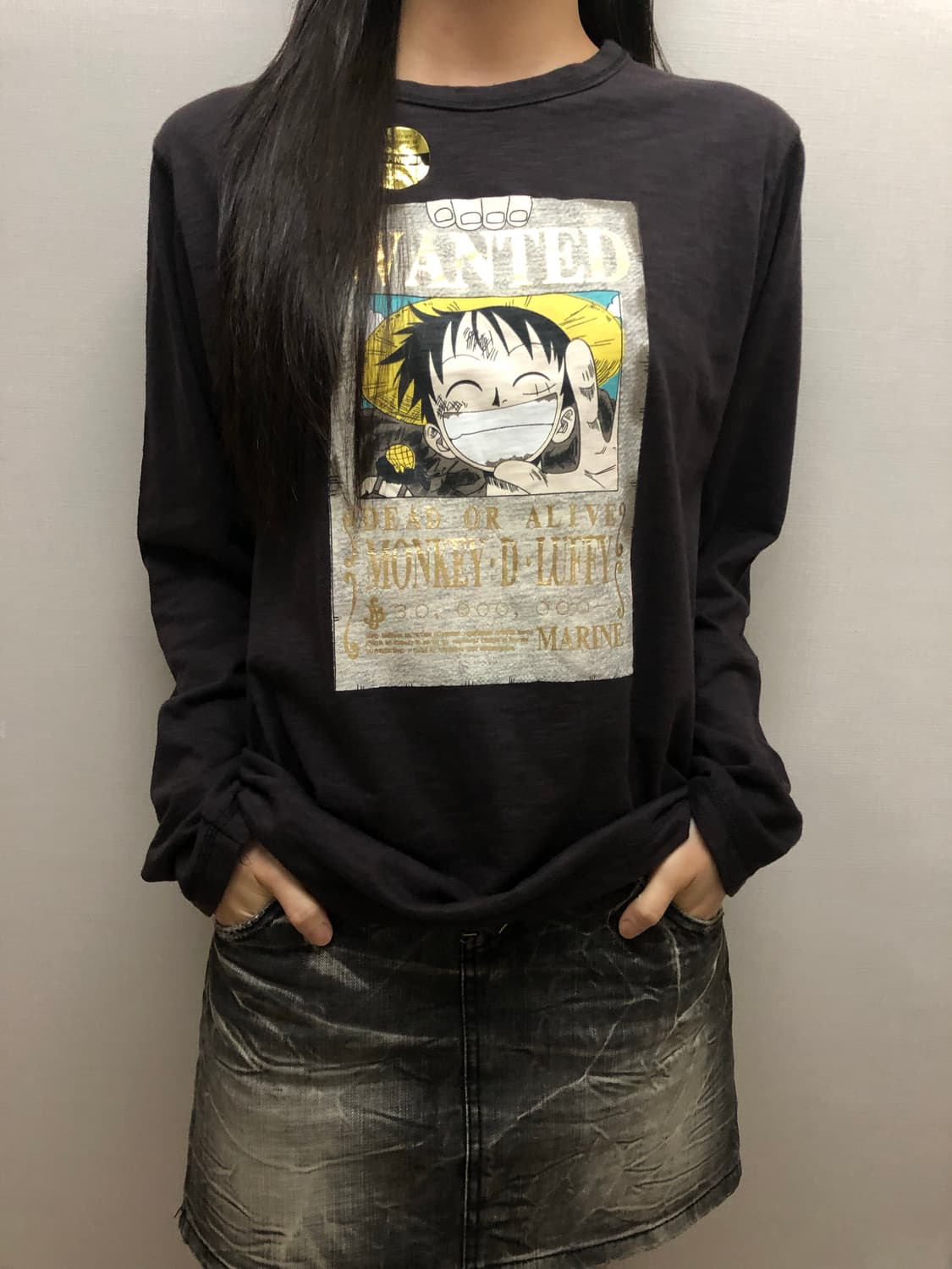 빈티지 원피스 루피 프린팅 롱 슬리브 상품이미지2