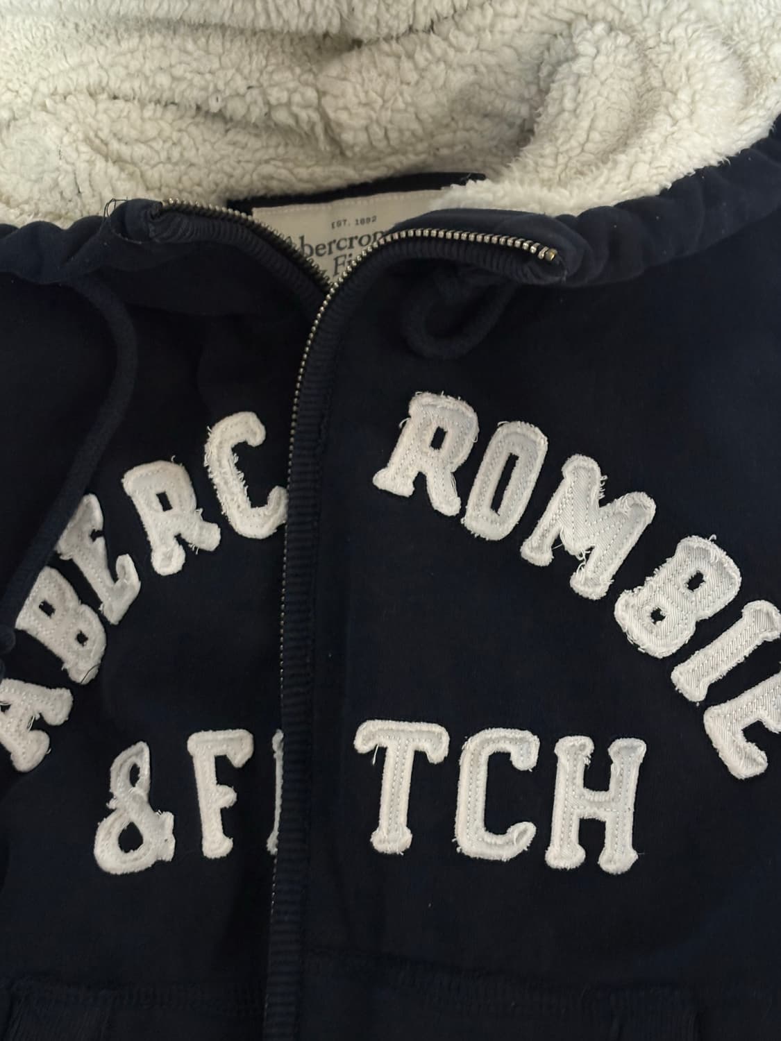 아베크롬비 패치 양털 희귀 후드집업 S 네이비 상품이미지3