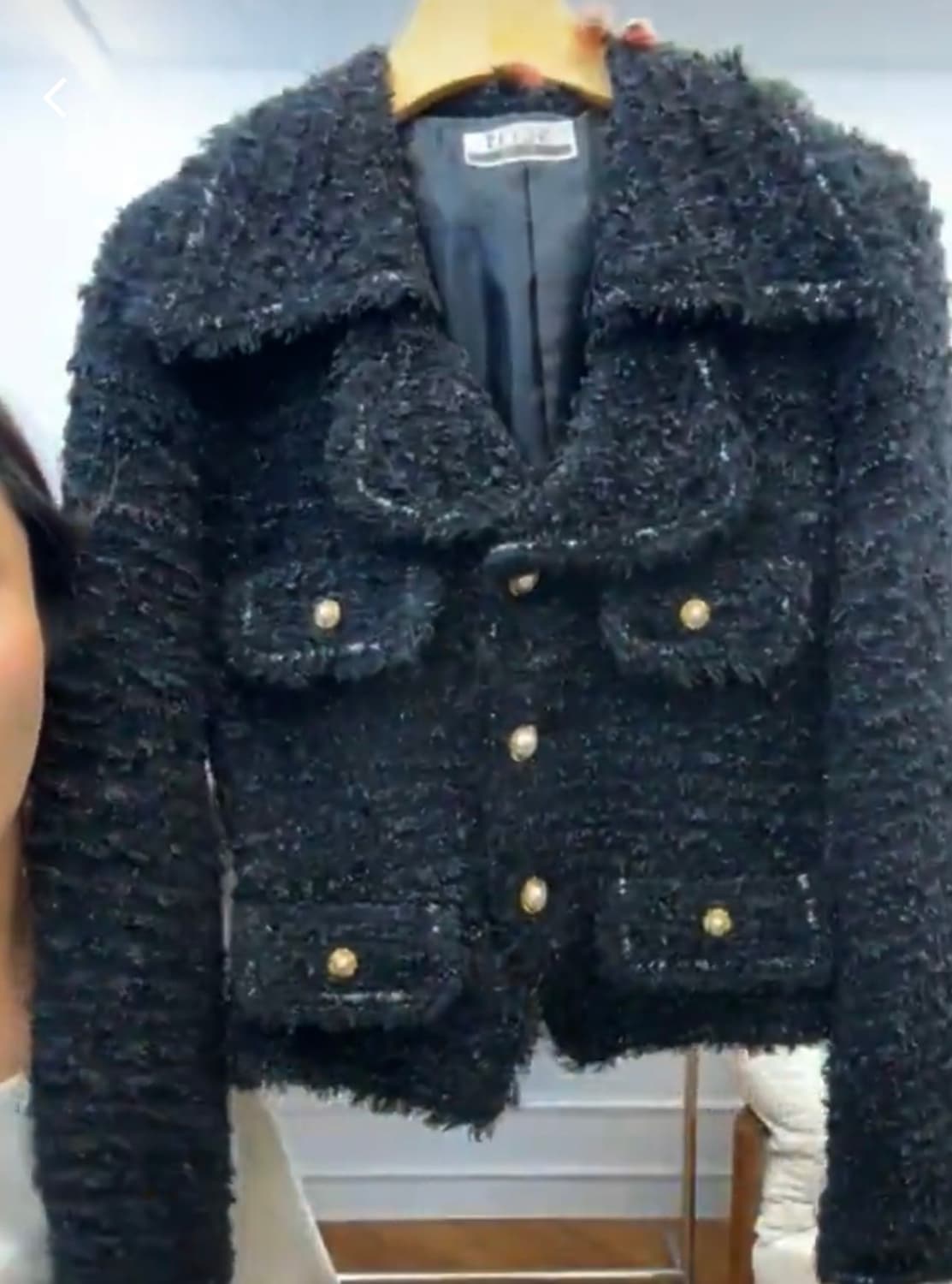 썸띵빈티지 펄원사 블랙 빈티지 트위드 자켓 상품이미지3