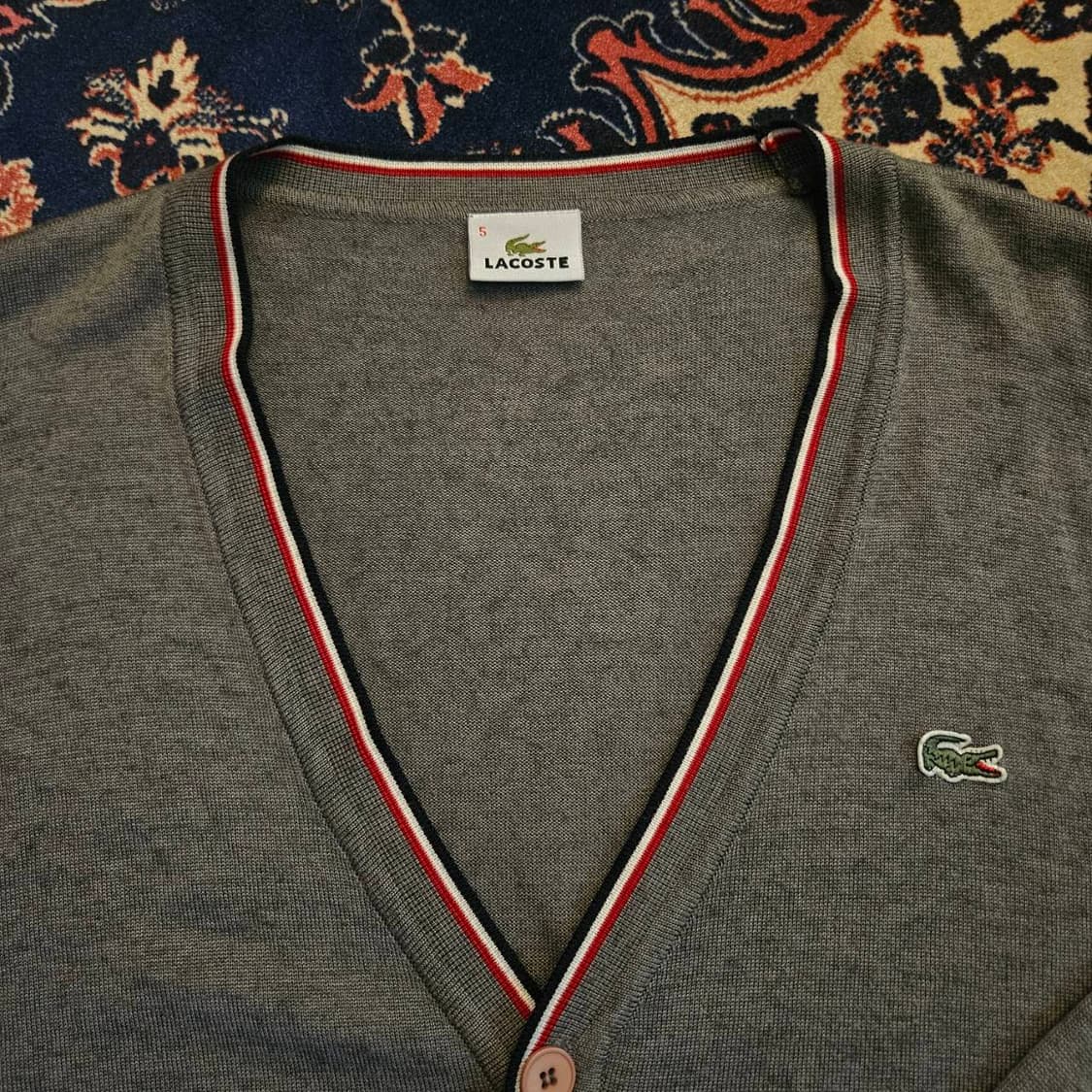 라코스테(Lacoste) 사이드라인 배색 가디건 5size 상품이미지3