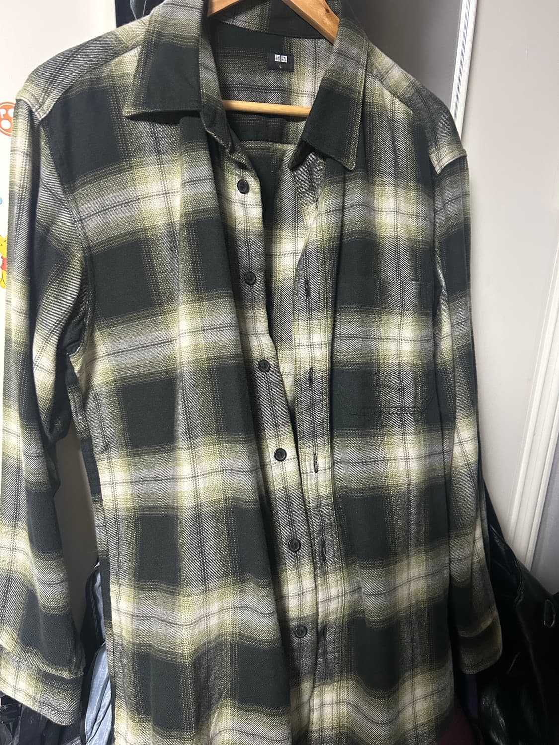 유니클로 플란넬 셔츠 그린 상품이미지2