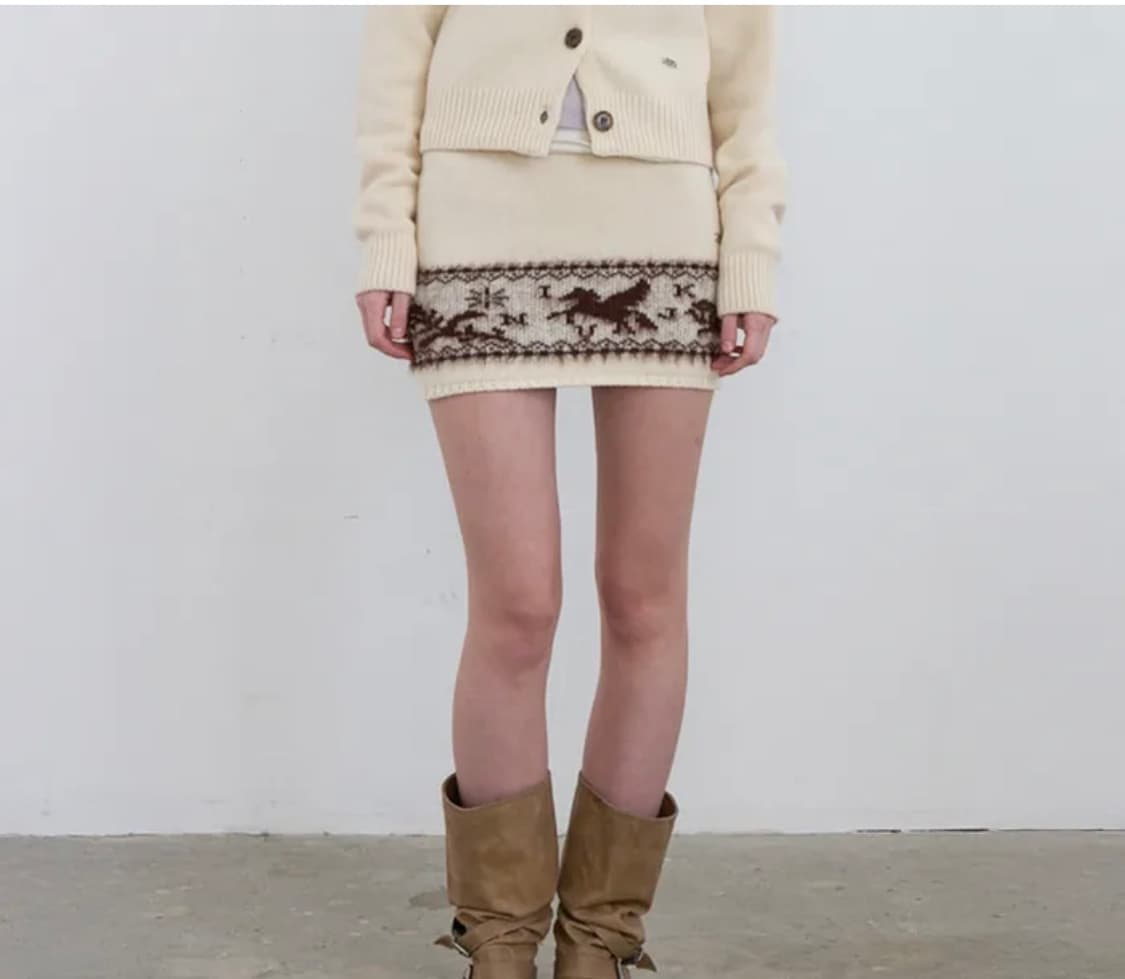 기준 노르딕 니트 미니스커트 아이보리 상품이미지1