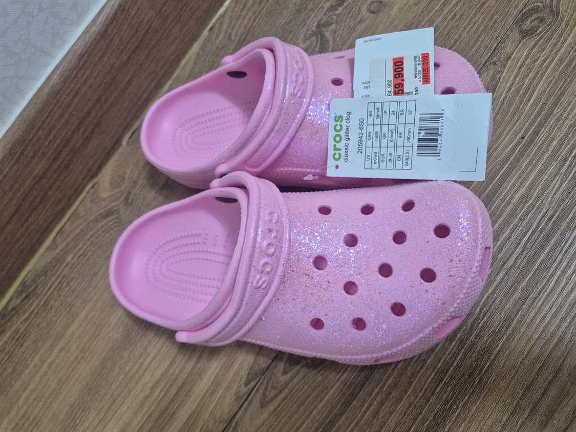 크록스 핑크 글리터 샌들 250 mm 상품이미지1