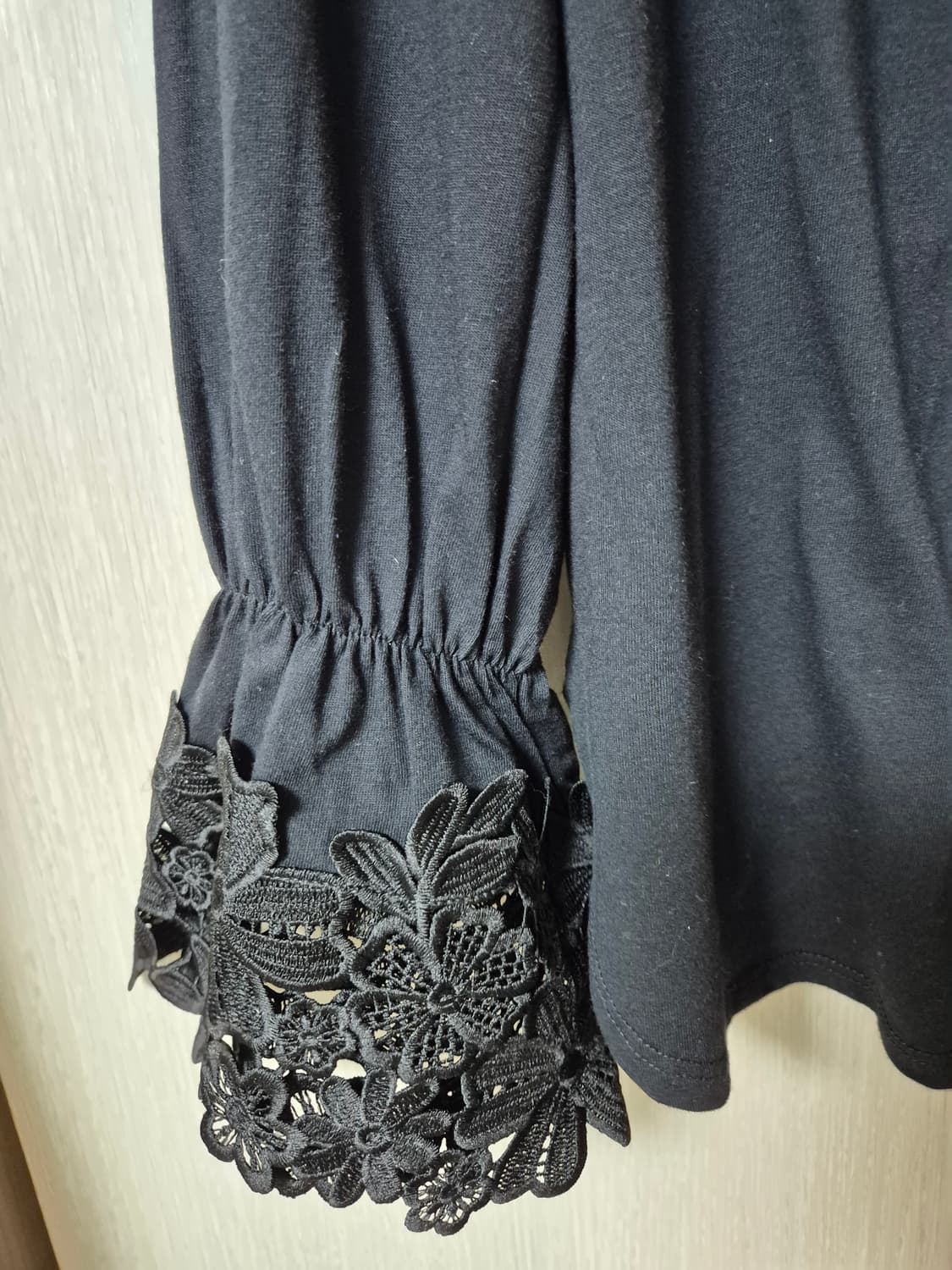 씨바이 끌로에 블랙 레이스 소매 코튼티셔츠 블라우스 s 상품이미지3