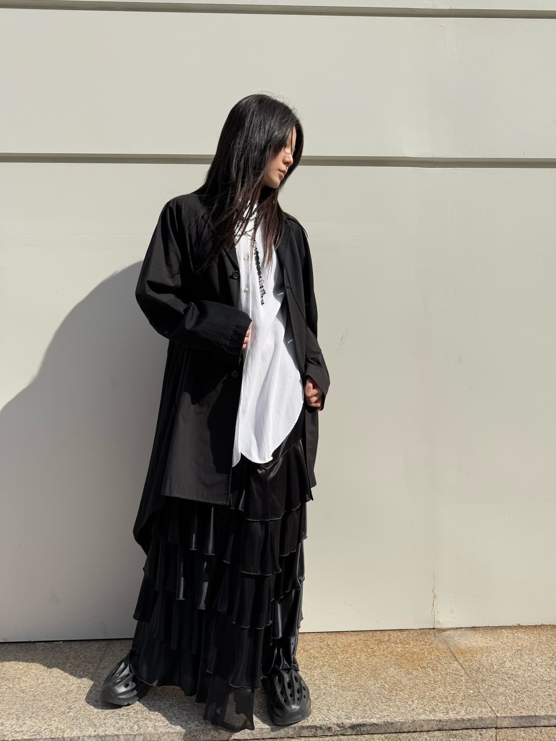 새틴 프릴 롱 스커트 상품이미지6