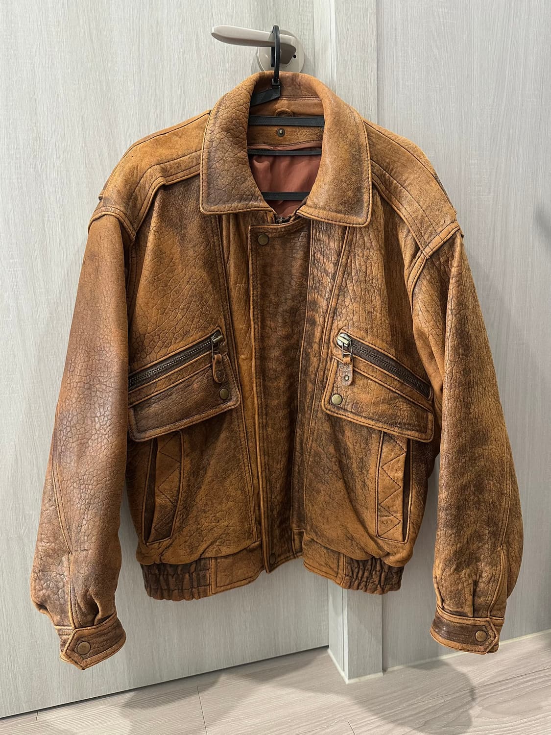 빈티지 브라운 양가죽 봄버 자켓 상품이미지1