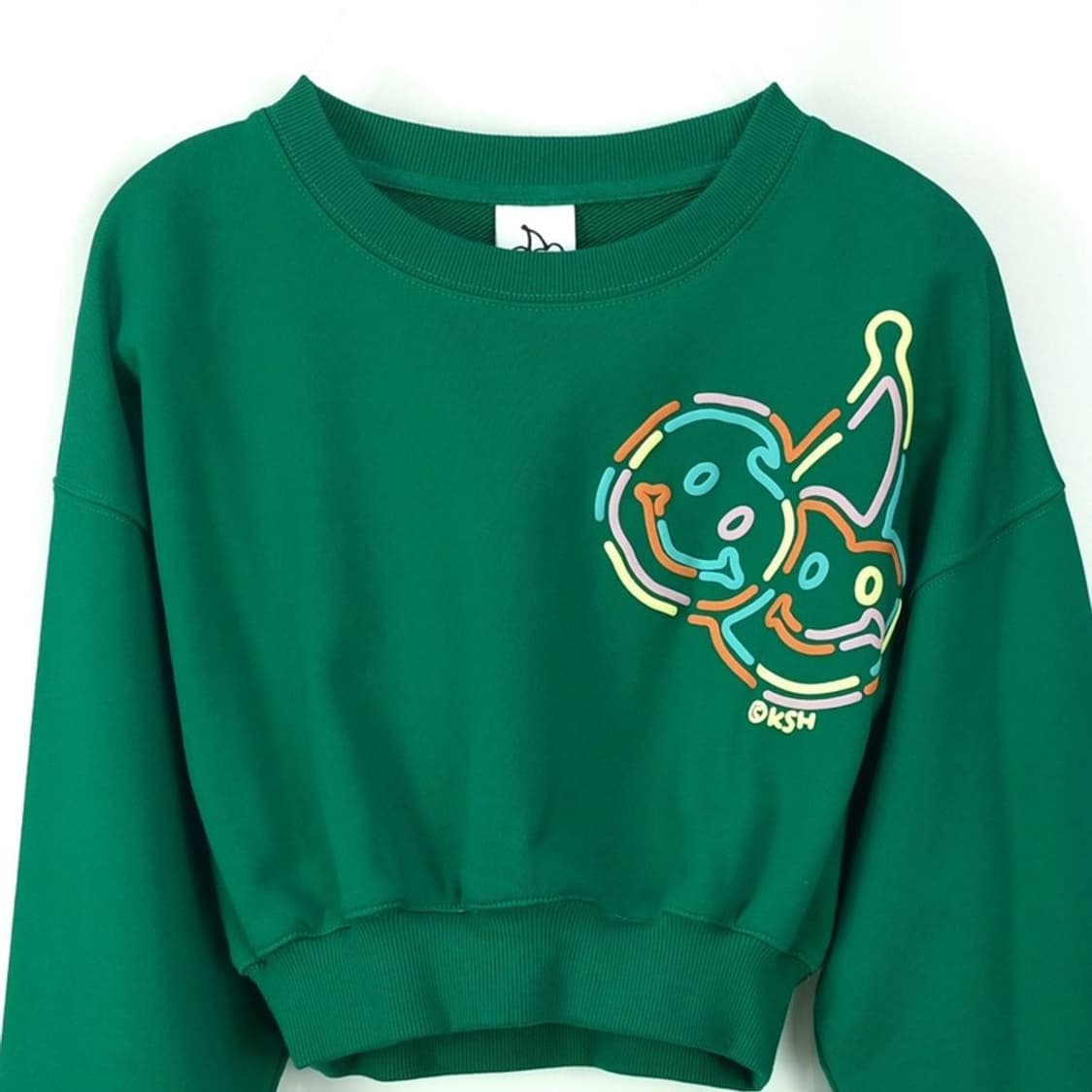 [키르시] 그래픽 프린팅 크롭 맨투맨 카키 M19079 상품이미지4