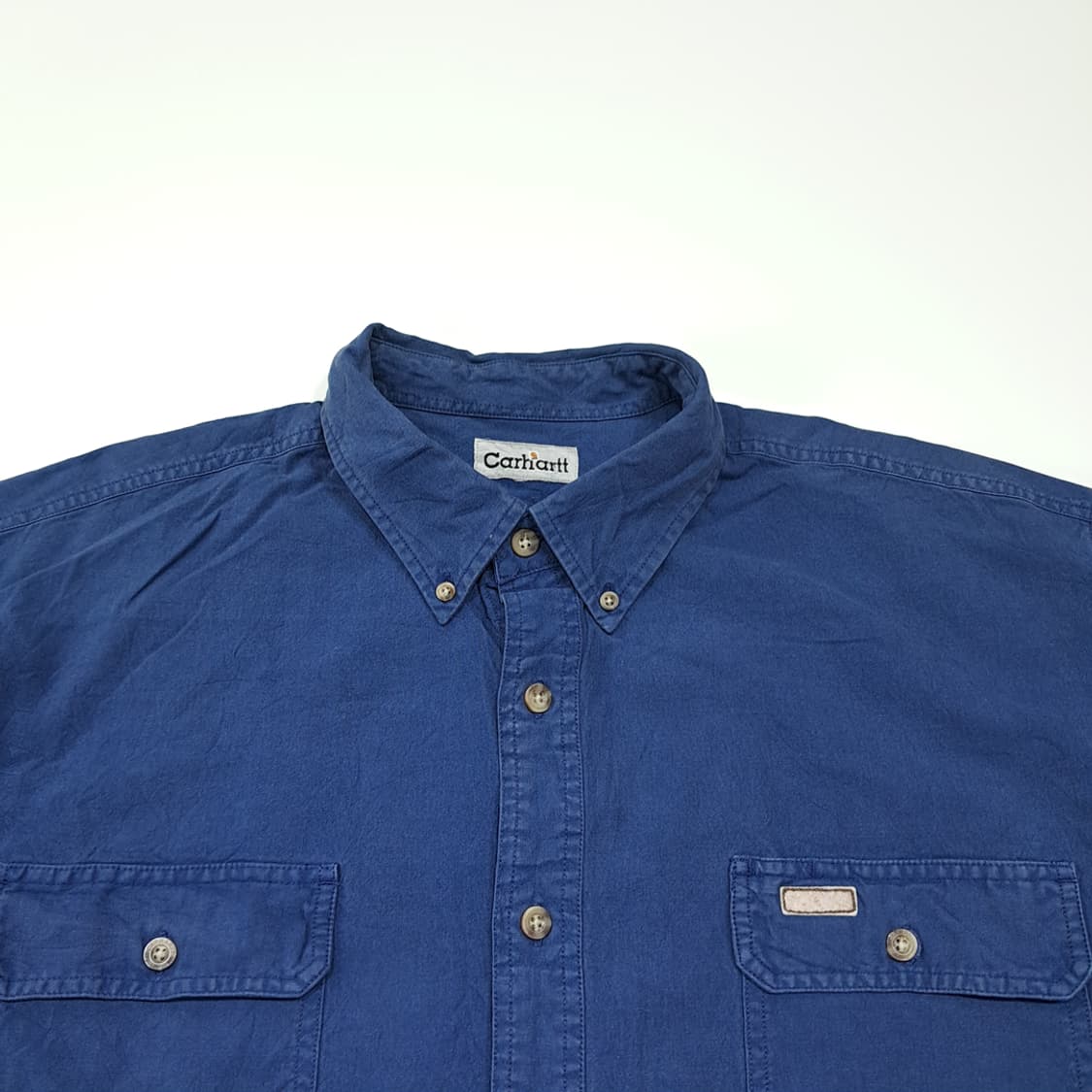 CL586 2XL 칼하트 00s 홍콩판 코튼 가죽패치 올드 네이비 셔츠 상품이미지2