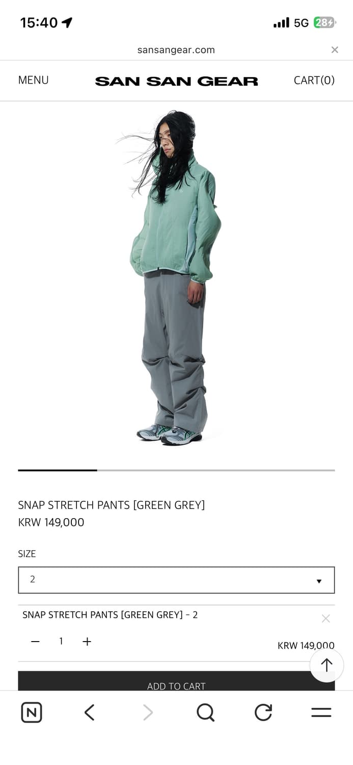 산산기어 SNAP STRETCH PANTS [GREEN GREY] 상품이미지1