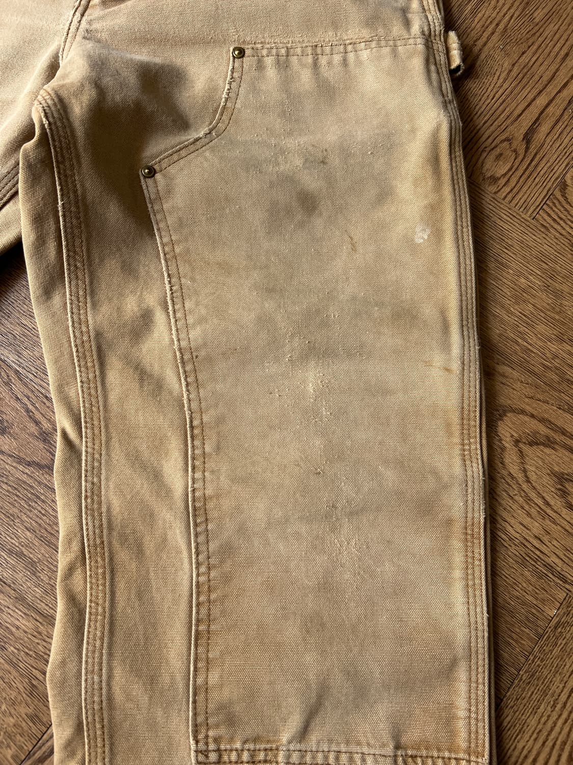 [32]칼하트 USA 빈티지 페이딩 브라운 더블니 워크 팬츠 상품이미지5