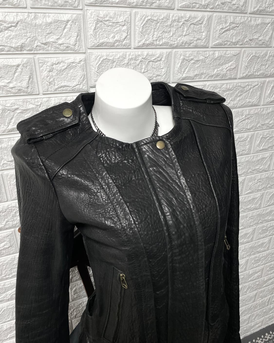 Vintage Cracked Lambskin cut-out Jacket 상품이미지3