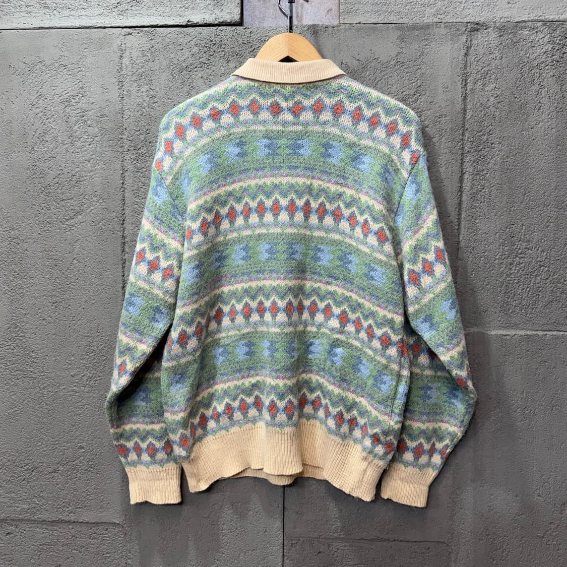 90s 제팬 페어아일 카라 니트 (L)   상품이미지3