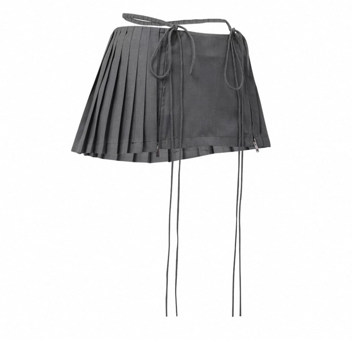 노드레스 로우 웨스트 미니스커트 그레이 M 상품이미지2