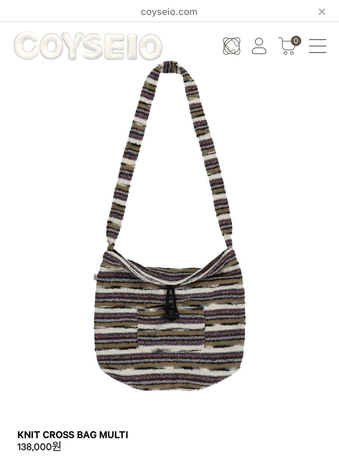 코이세이오 KNIT CROSS BAG MULTI 상품이미지1
