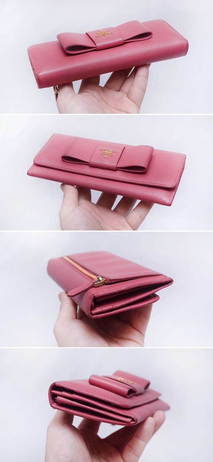 프라다 (PRADA) 사피아노 리본 피오니 핑크 플랩 장지갑 상품이미지4