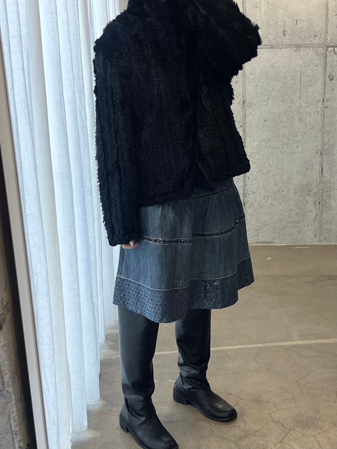 리얼 토끼털 퍼자켓 블랙 상품이미지6