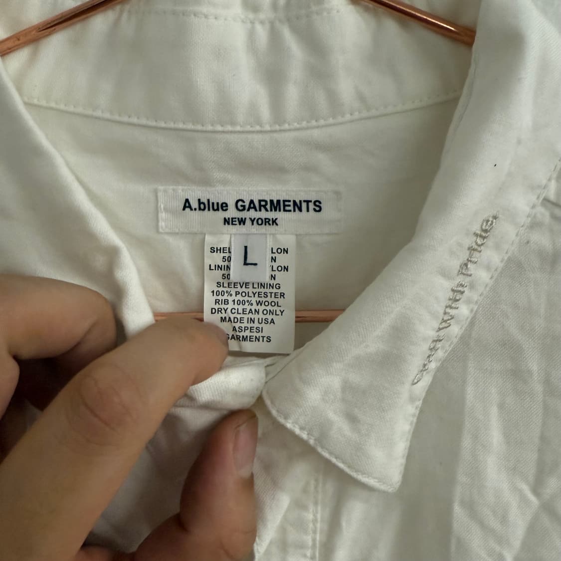아스페시 a blue garments 화이트 코튼 셔츠 L 상품이미지2