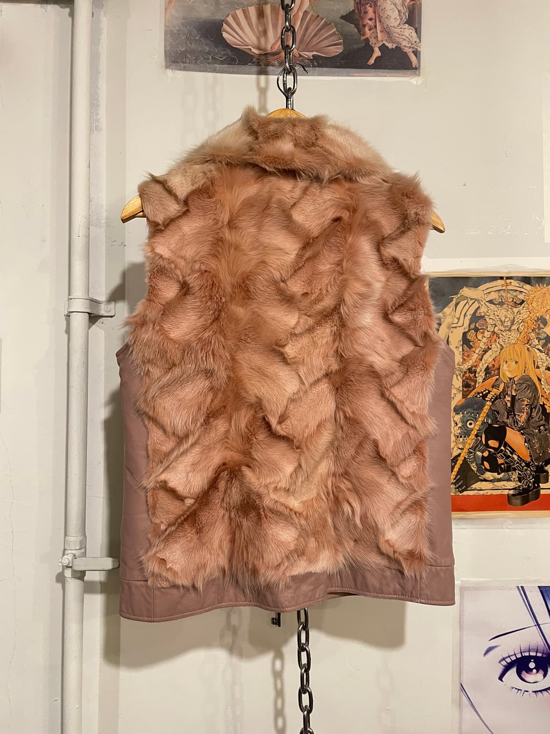 양가죽 핑크 폭스퍼 베스트 집업 갸루 상품이미지3