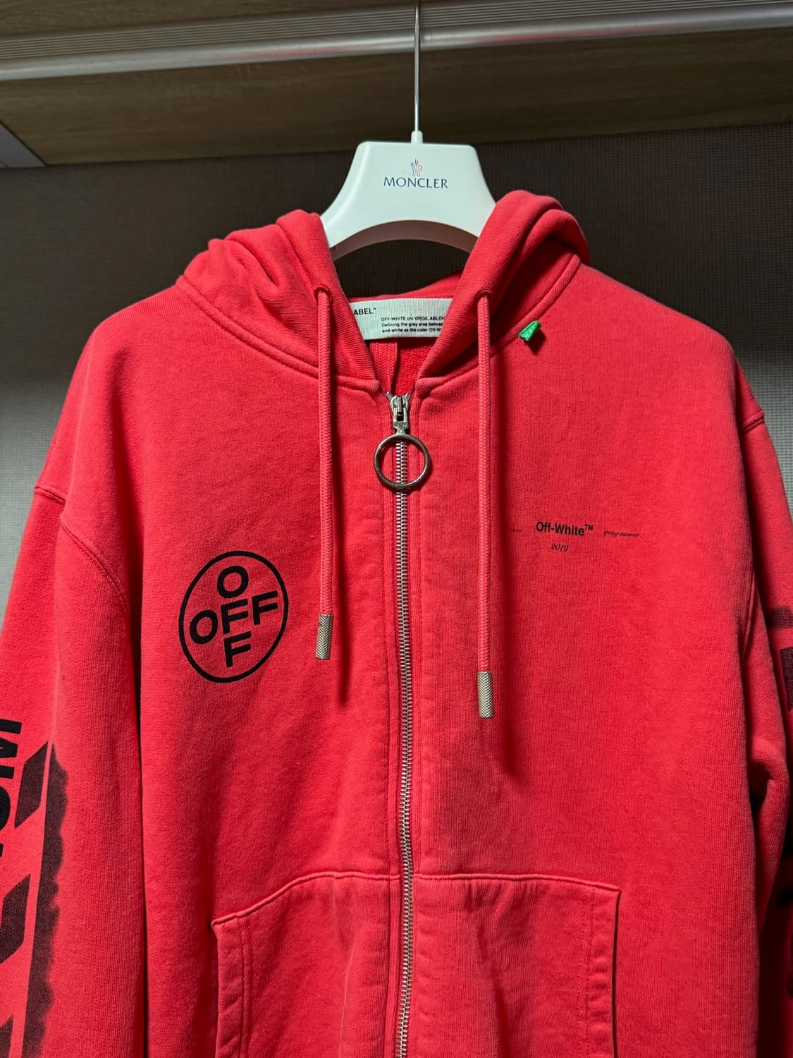 오프화이트 임프레셔니즘 디아그 후드 집업 레드 M 상품이미지2