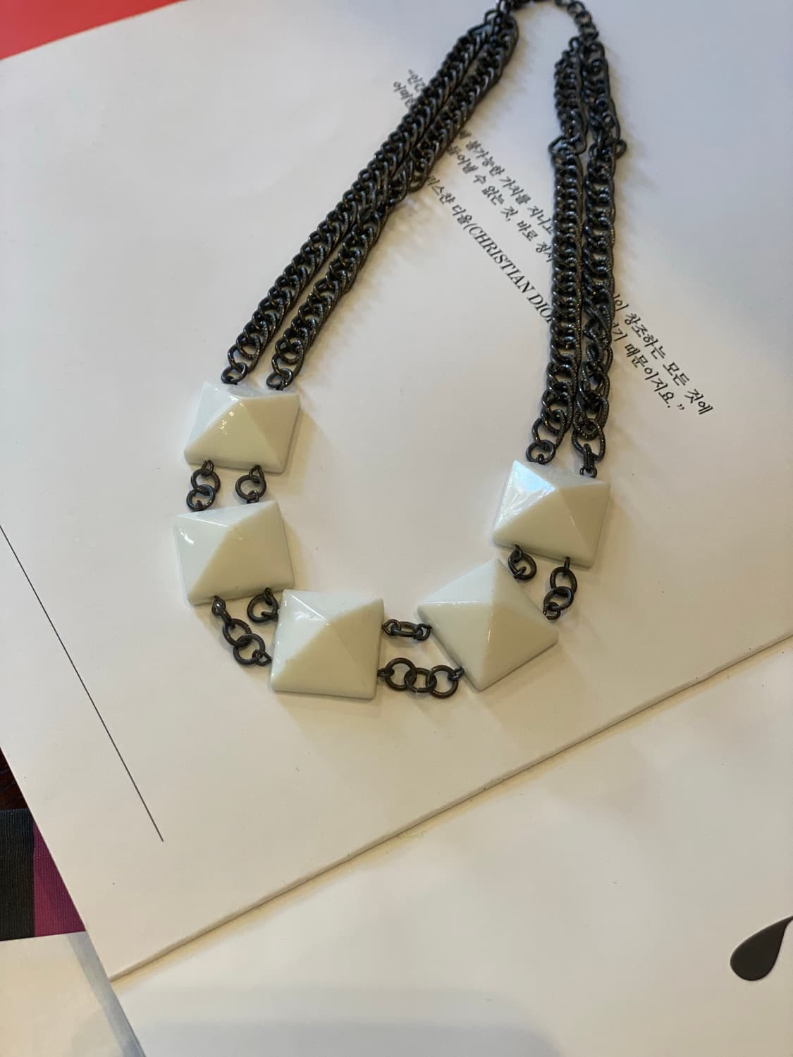 빈티지 화이트 스터드 체인 네크리스 목걸이 상품이미지4