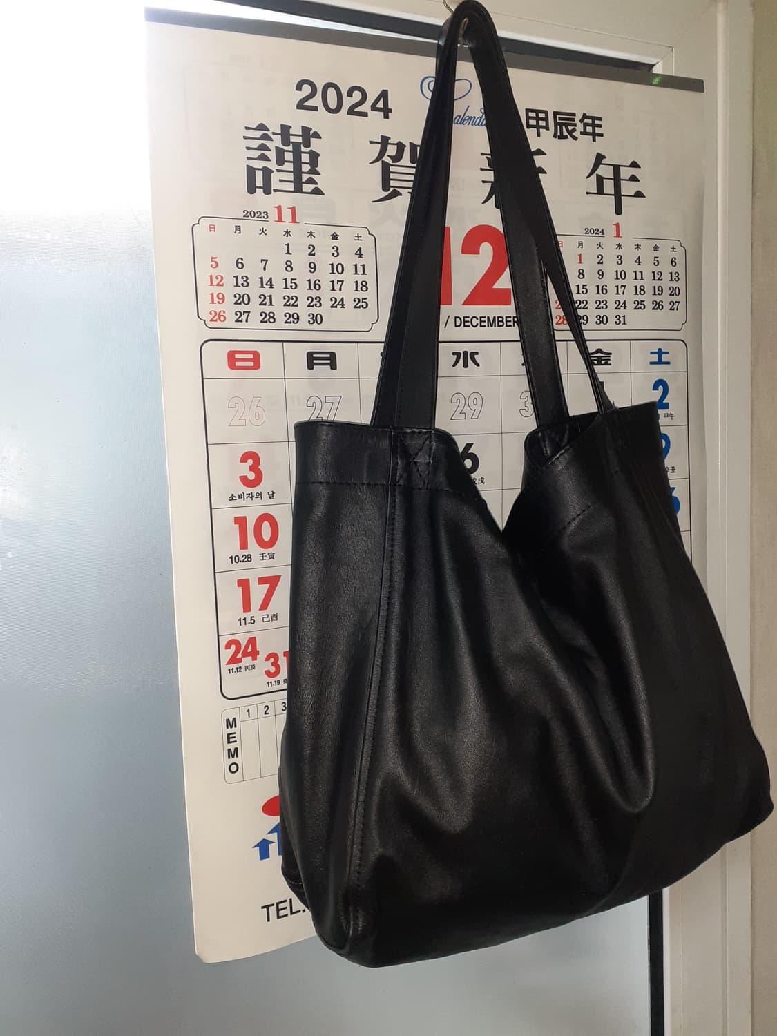 Lindenisenough 레더 토트백 블랙 상품이미지3