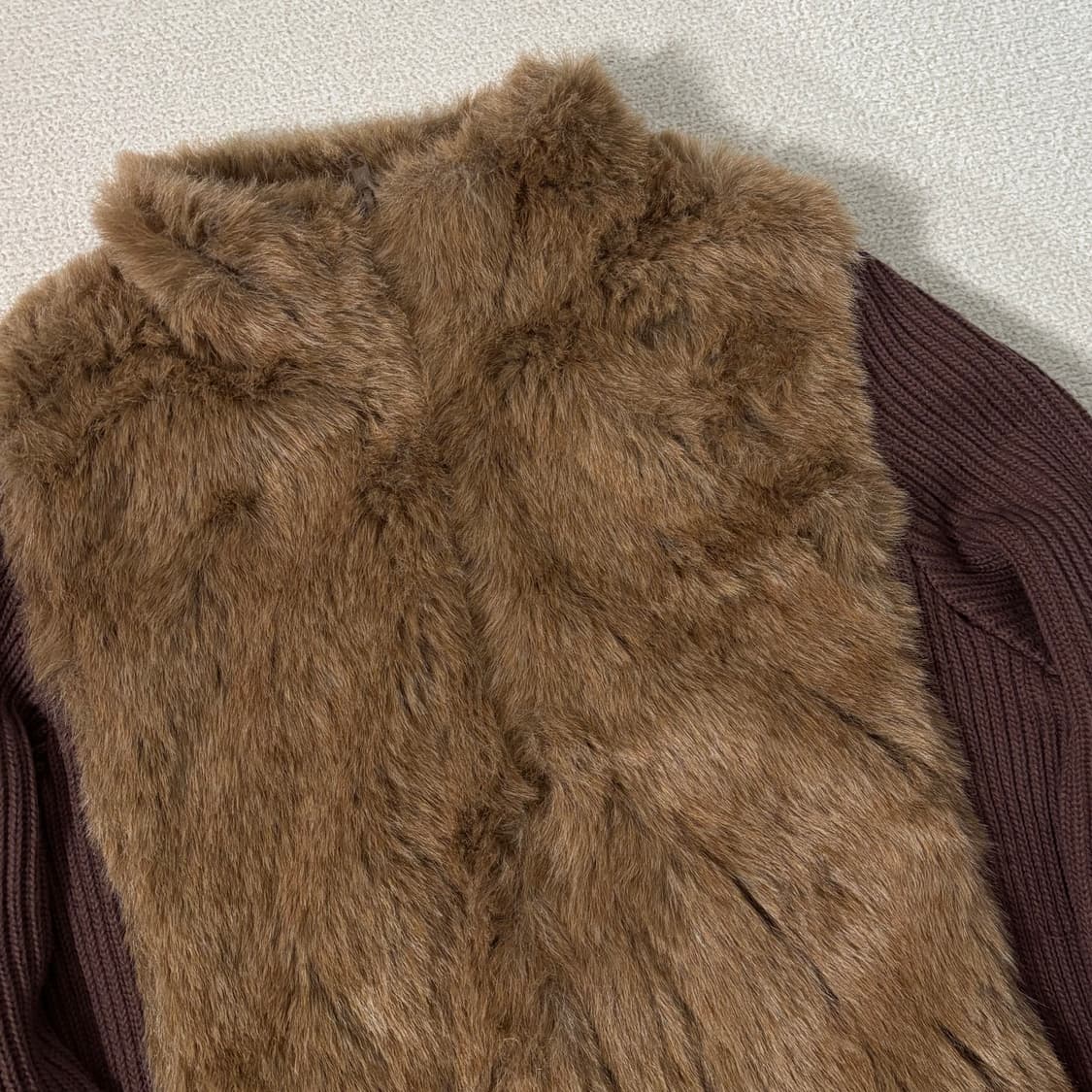 일본빈티지 Trcot Reine y2k 브라운 퍼 니트집업 상품이미지5