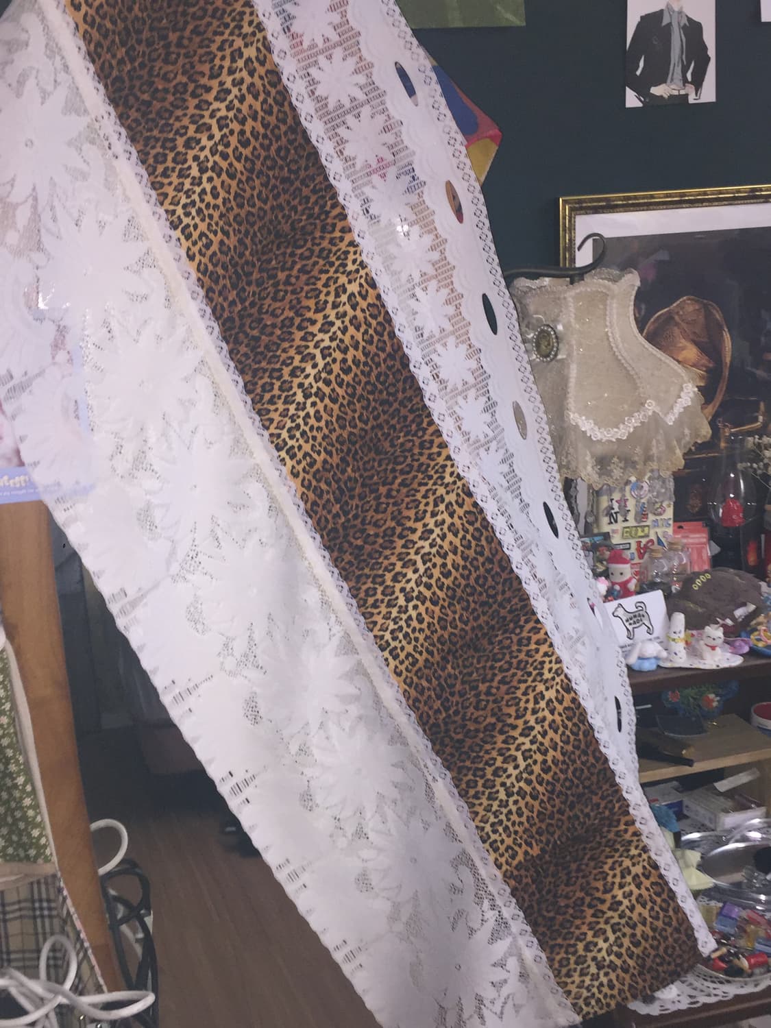 갸루 호피 커튼 패브릭 레이스 상품이미지1