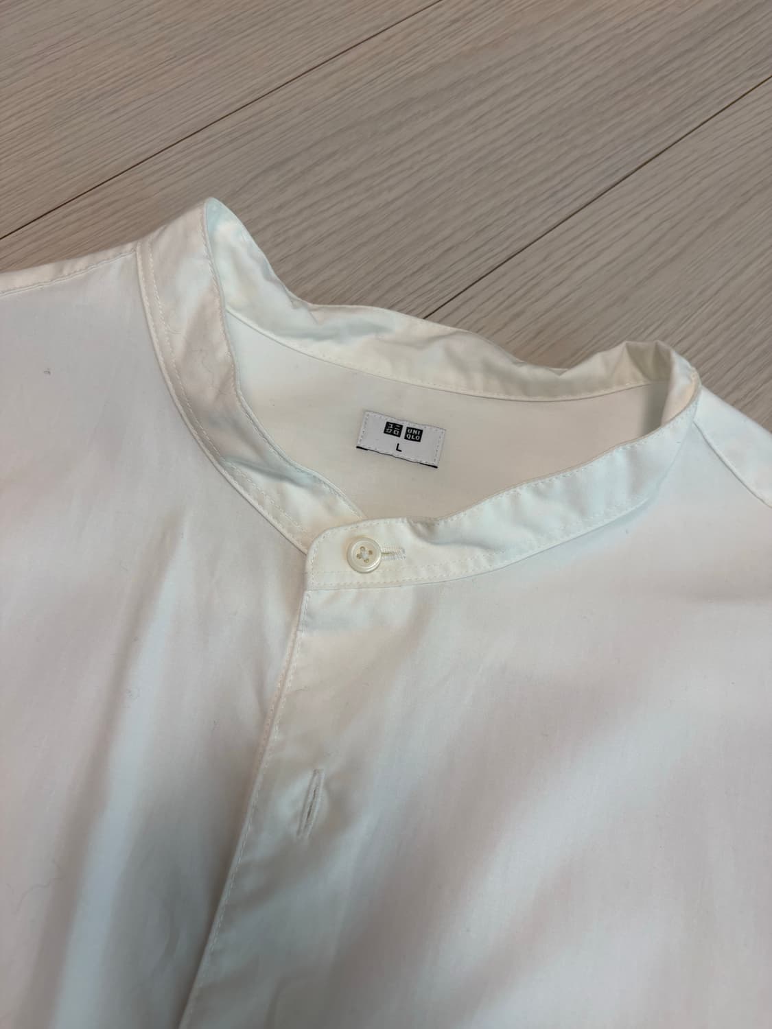 유니클로 포플린 스탠드 카라 셔츠 화이트 L 상품이미지2