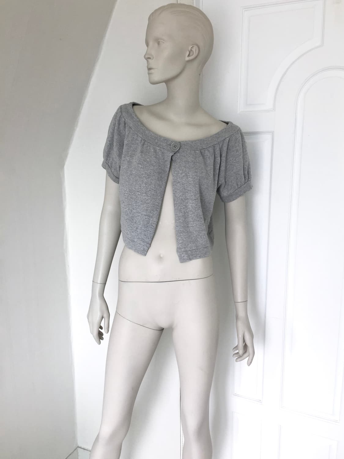 Grey Big Button Puff Bolero 상품이미지2