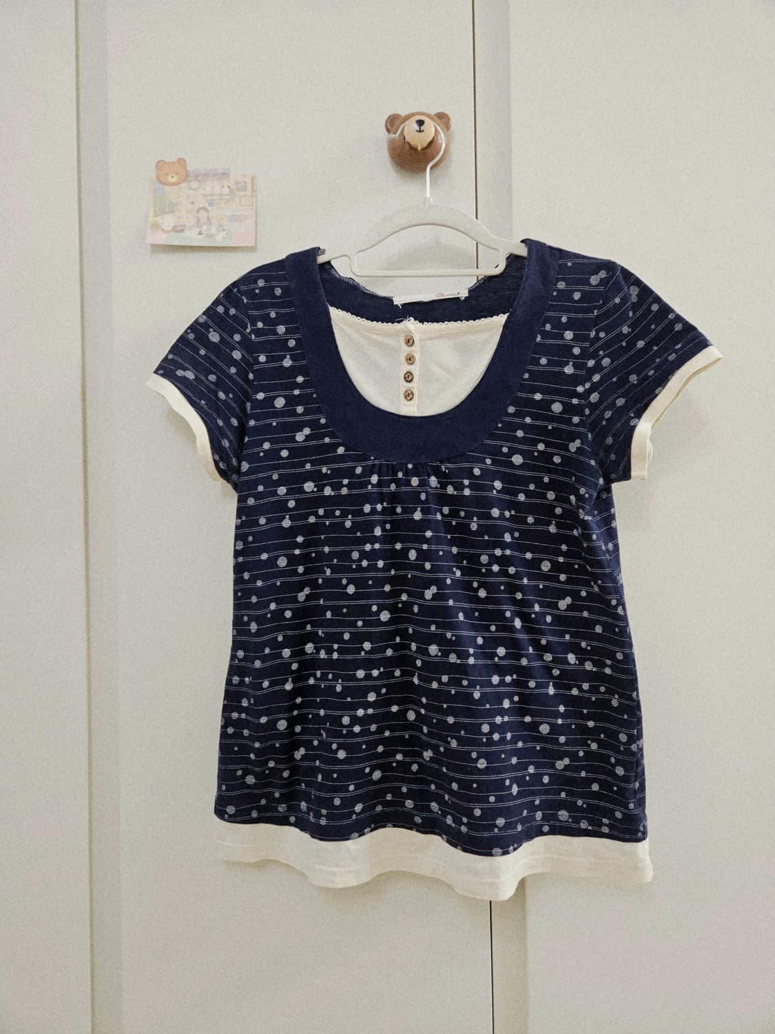 [착용샷] 빈티지 모리걸 코디세트 아이보리 후드 니트가디건 상품이미지5