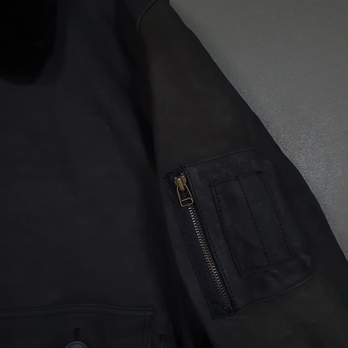 2XL (110) 빈티지 양가죽 G-1 블랙 퍼 플라이트 a-2 자켓 상품이미지4