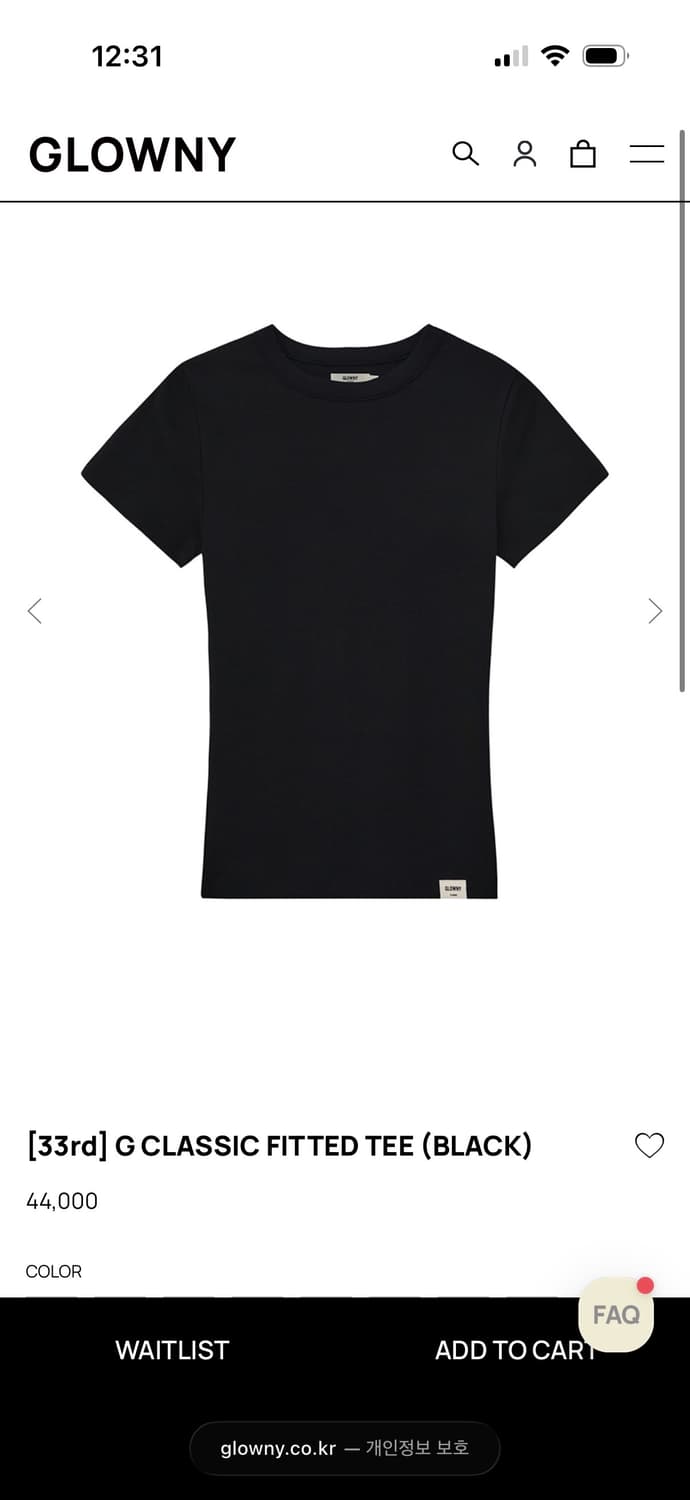 글로니 G CLASSIC FITTED TEE (BLACK) 상품이미지2