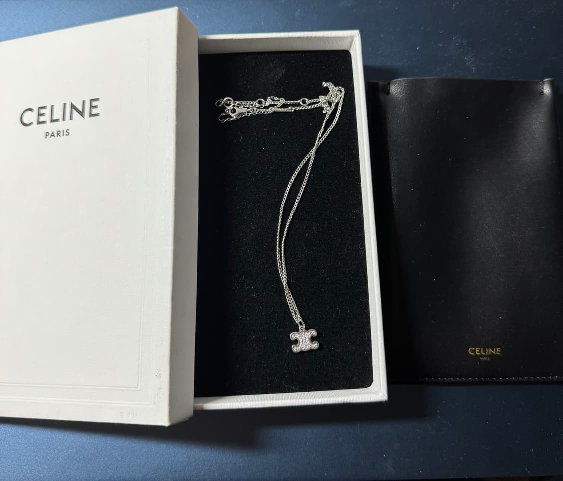 셀린느 트리옹프 큐빅 목걸이 실버 상품이미지3