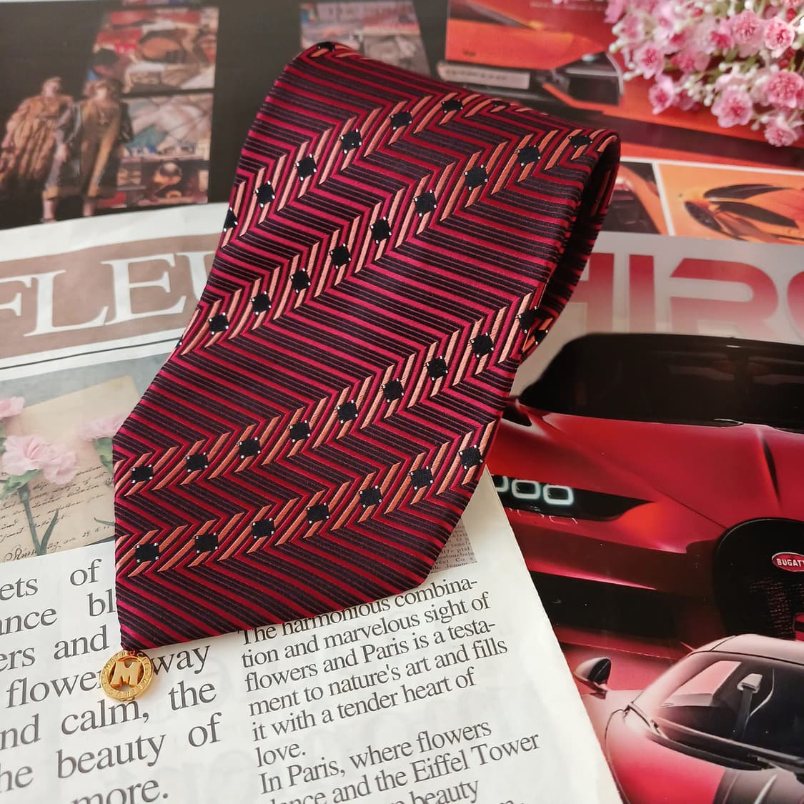 메트로시티 실크 레드 기하 패턴 넥타이 9.8cm A+등급 A19330
 상품이미지2