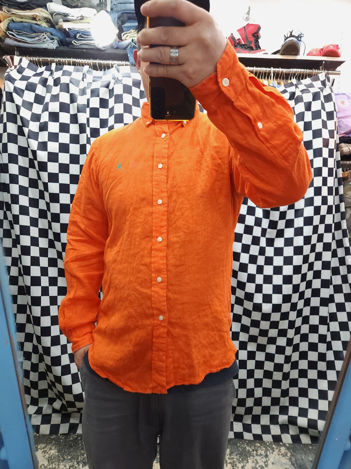 폴로 랄프로렌 오렌지 린넨 셔츠
 상품이미지9