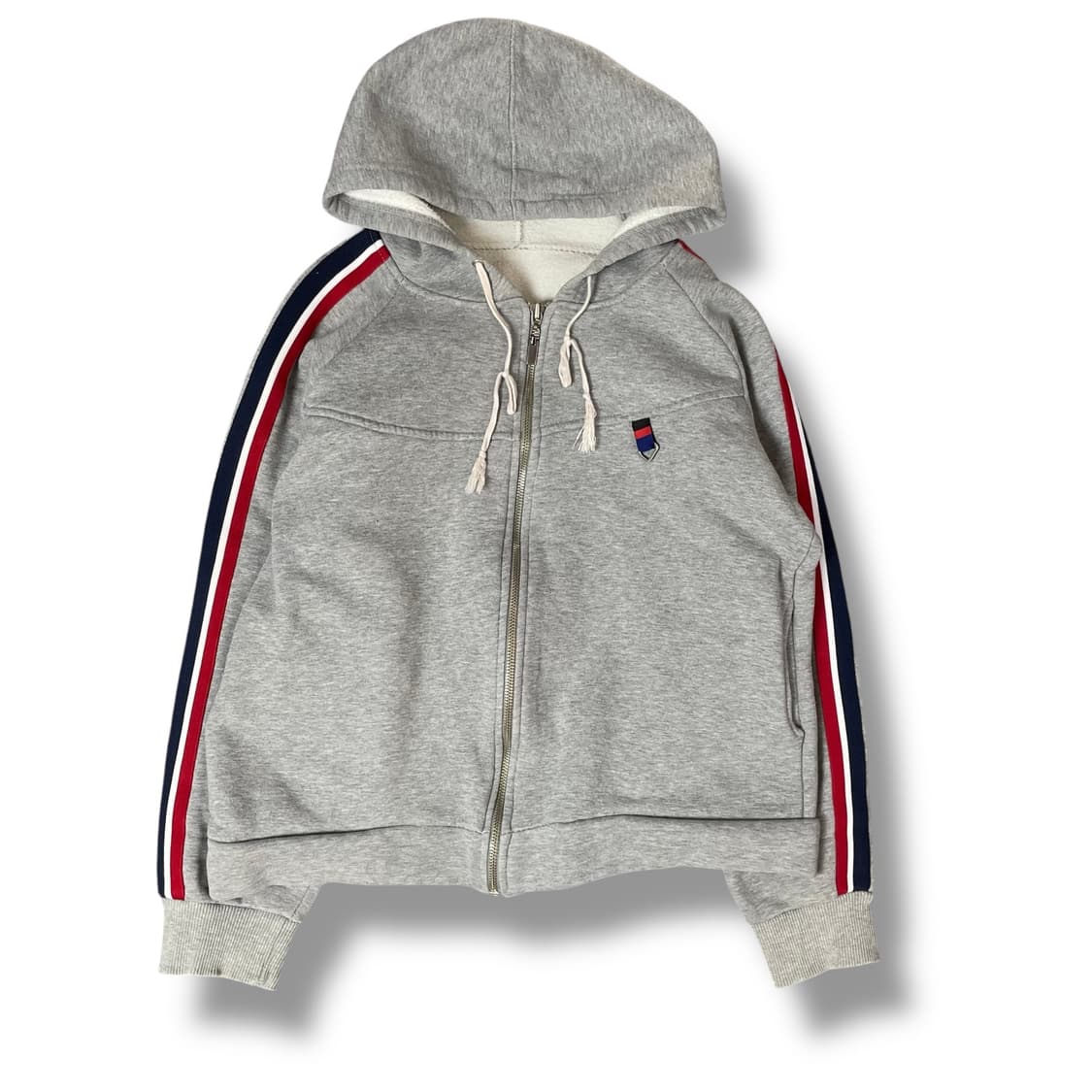 빈티지 그레이 배색 기모 후드집업 상품이미지1