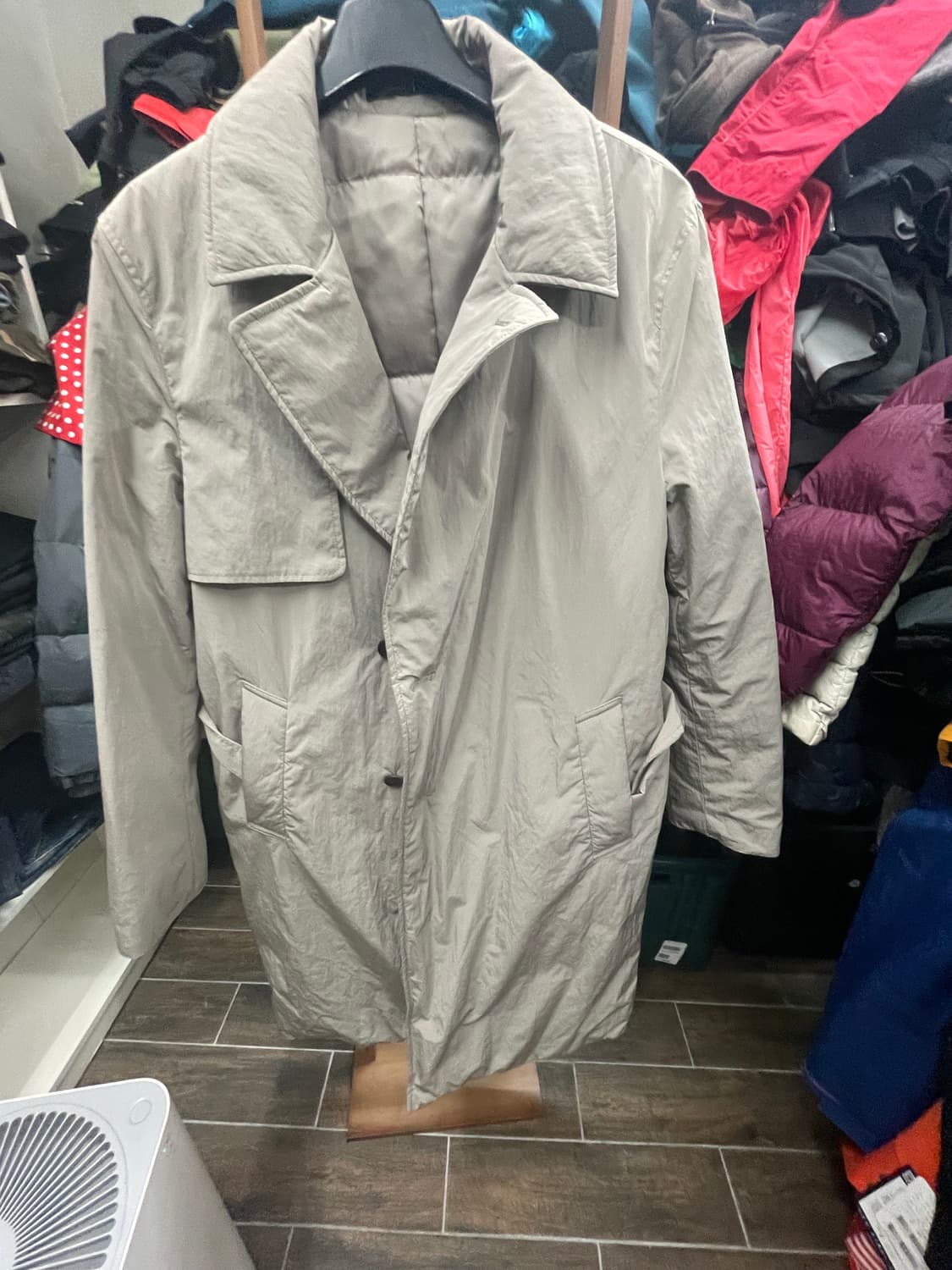 코모도 구스 베이지색 트렌치코드패딩 100 상품이미지1