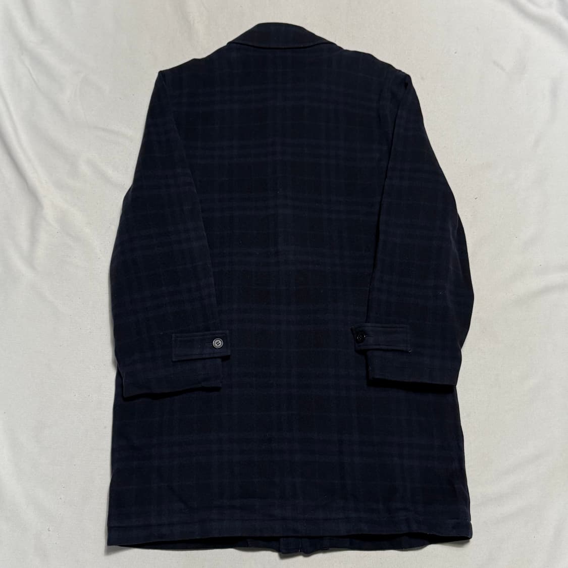 L 버버리 네이비 체크 울 코트 상품이미지3