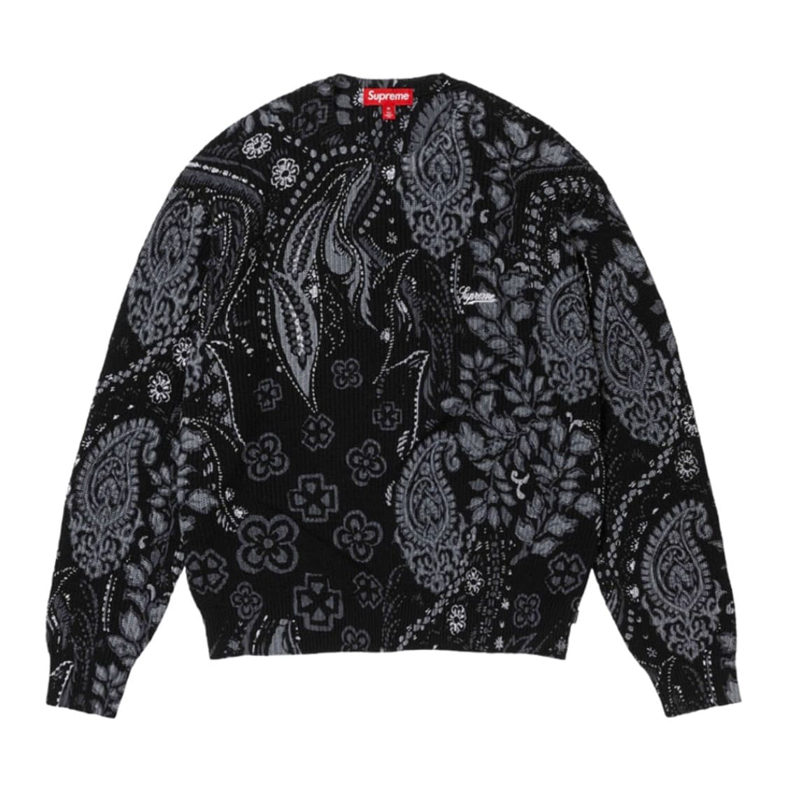 [S] 슈프림 프린티드 페이즐리 스웨터 블랙 - 24SS 상품이미지1
