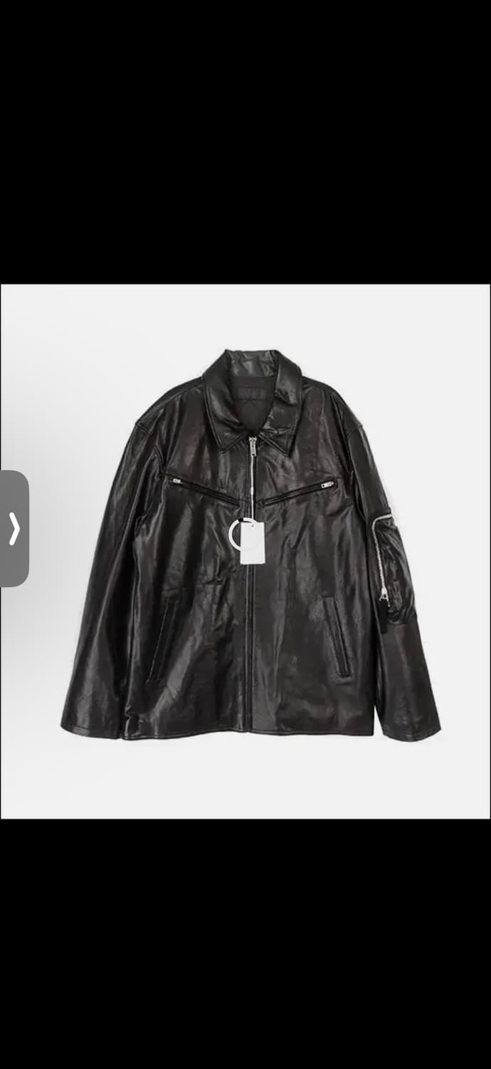 21FW 헬무트랭 집업 레더 라이더 자켓 블랙 L 상품이미지5