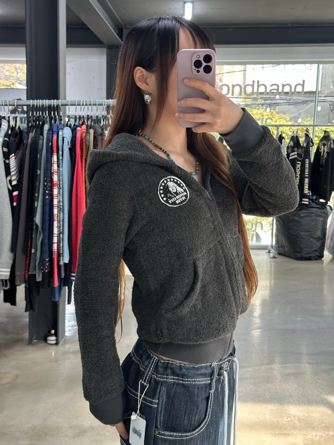 히스테릭글래머 히스걸 보아 파커 후드집업 그레이 상품이미지4