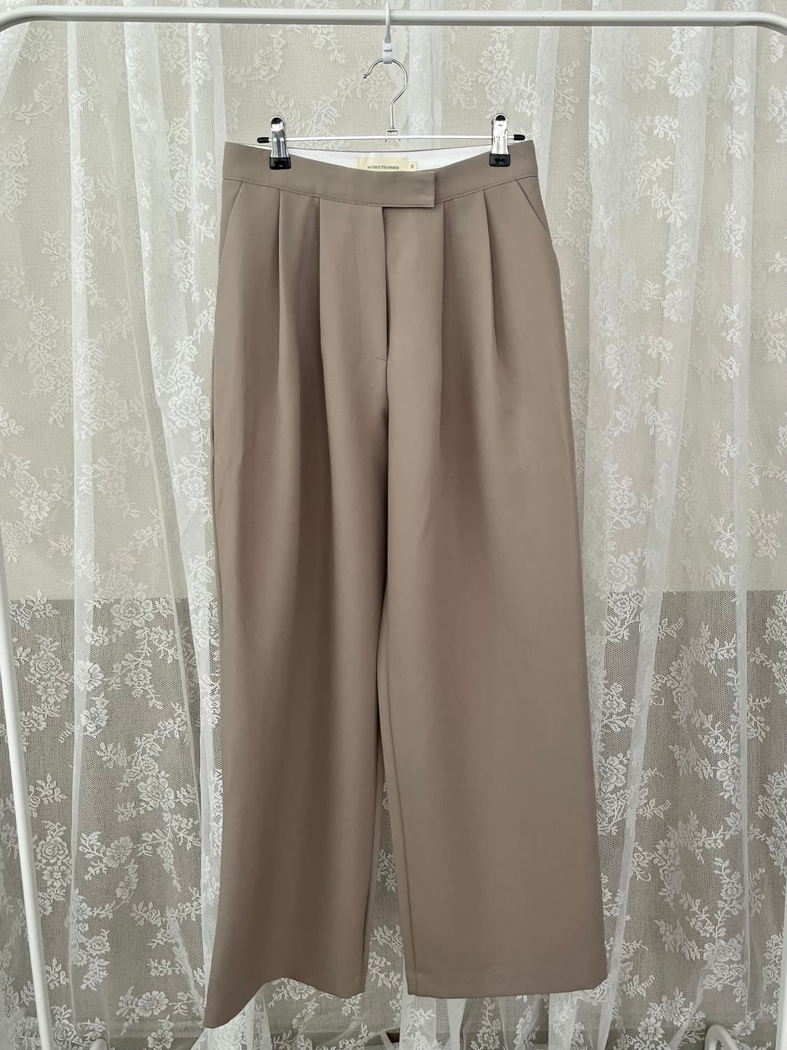 M) 위드아웃썸머 투핀턱 와이드 슬랙스 베이지 상품이미지1