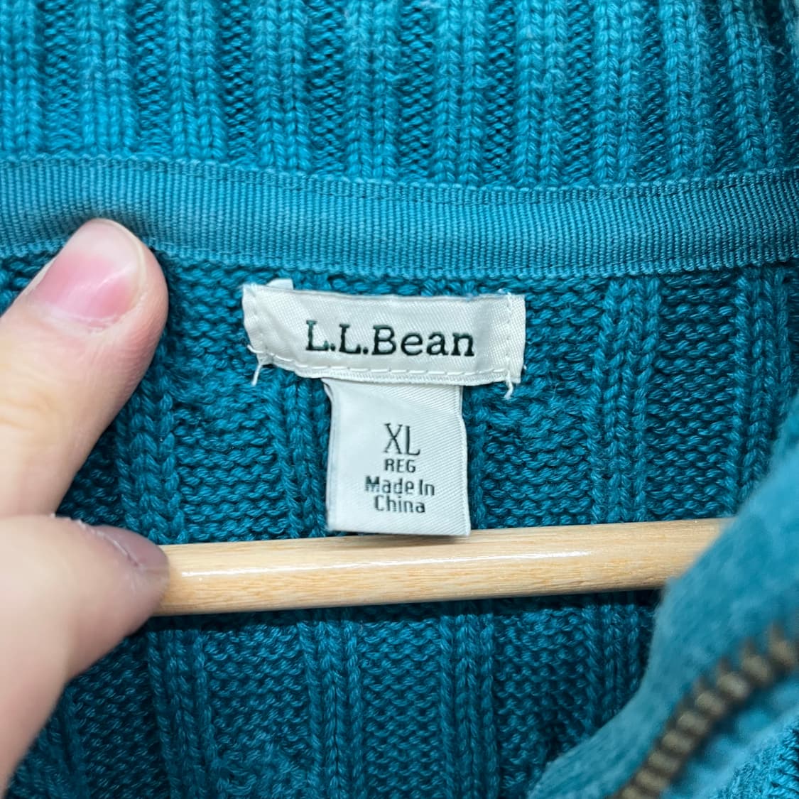 LLBean 케이블 니트 집업 가디건 그린 여/XL 상품이미지3