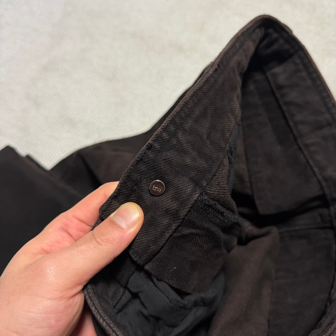 우영미 WYM 다크 브라운 데님 팬츠 상품이미지5