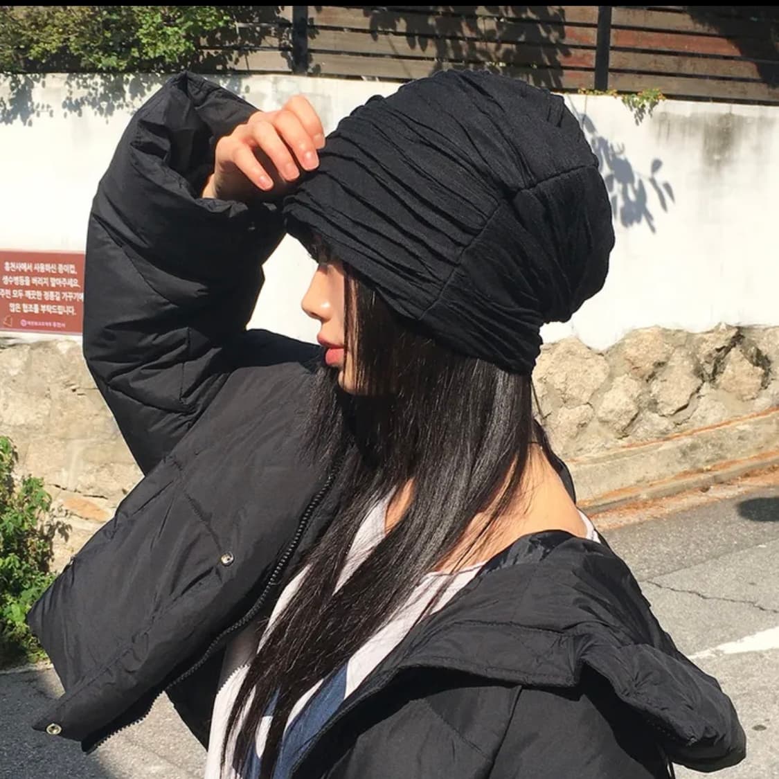 플리츠 주름 터번 비니-그레이 상품이미지1