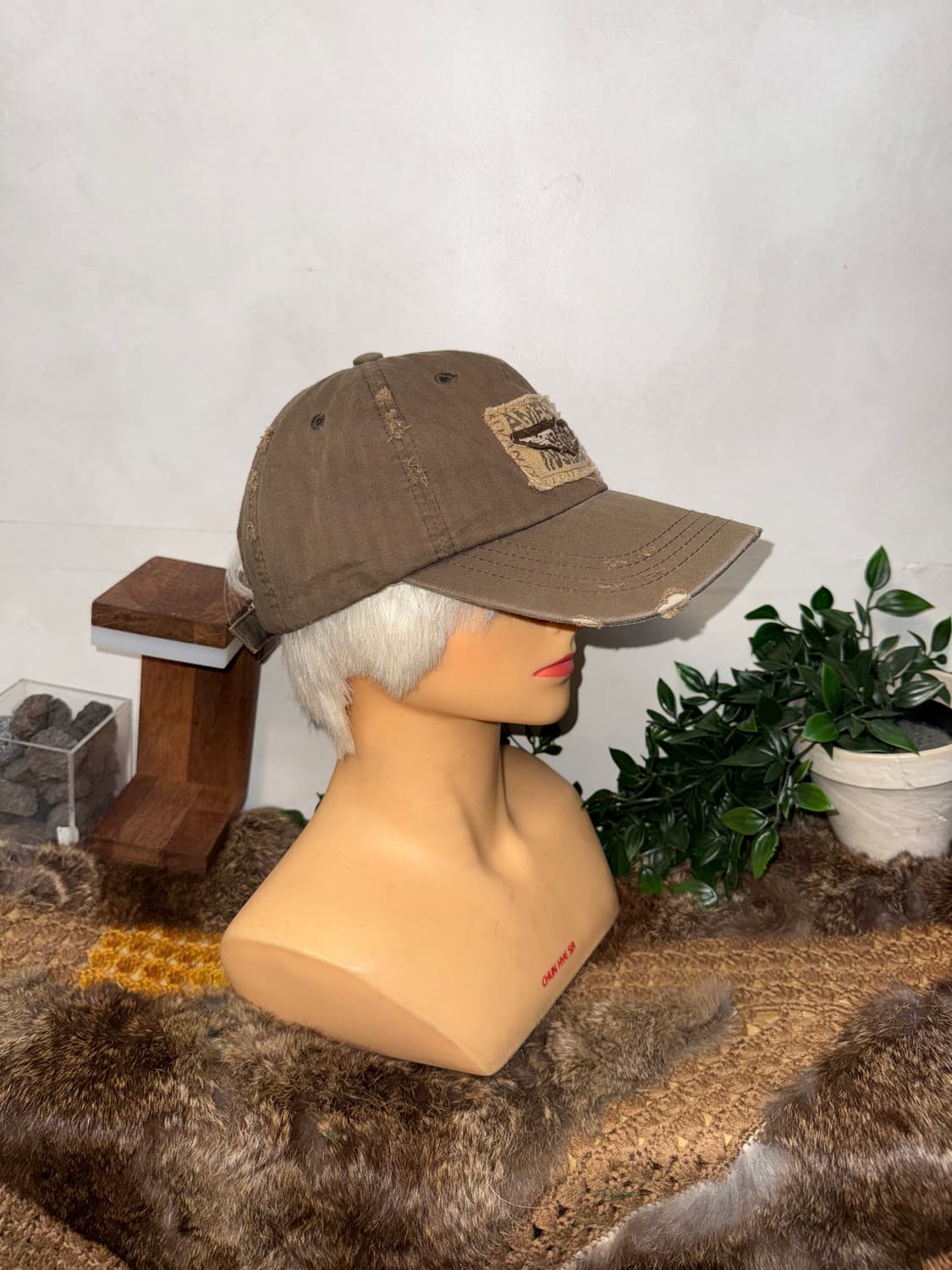 Brown vintage washing patch ball cap 상품이미지4