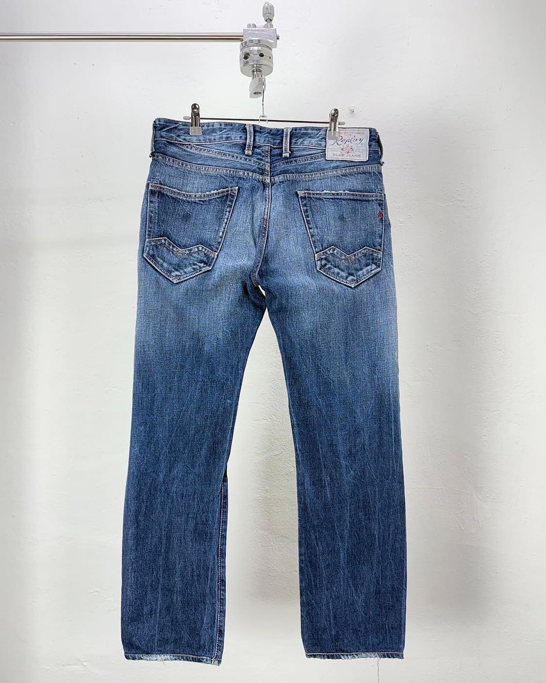 리플레이 버튼 플라이 프랭키고 인디고 블루 패치드 데님 팬츠 상품이미지6